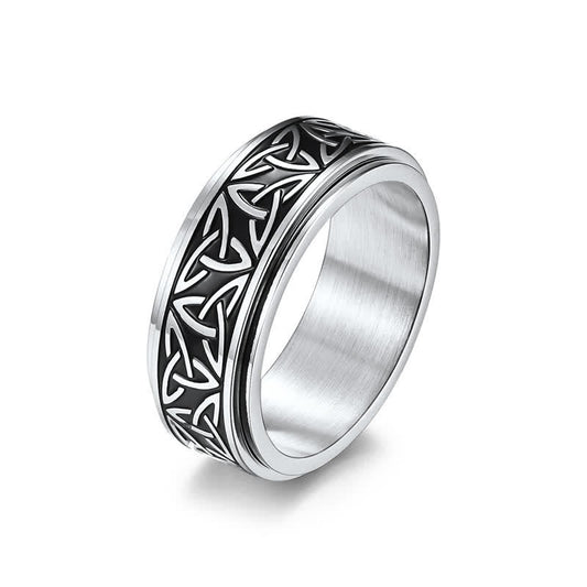 Wear FengShui  Triangle Knot Triquetra Titanium Steel Calm Rotatable Ring
