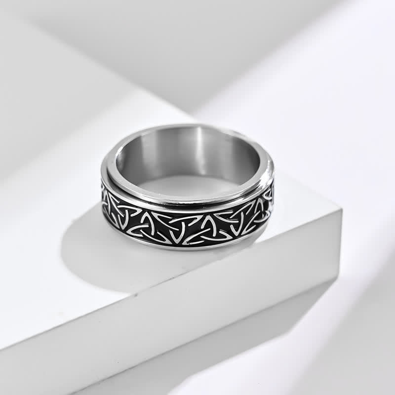 Wear FengShui  Triangle Knot Triquetra Titanium Steel Calm Rotatable Ring