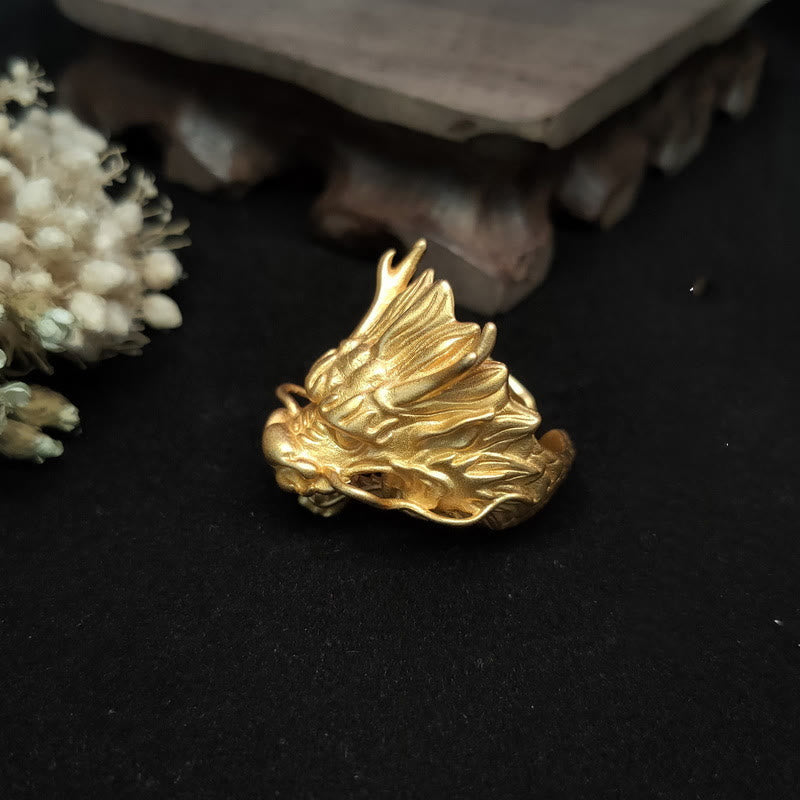 Wear FengShui Golden Dragon Luck Protection Ring