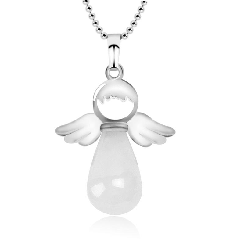 Wear FengShui Little Angel Wings Natural Crystal Luck Necklace Pendant