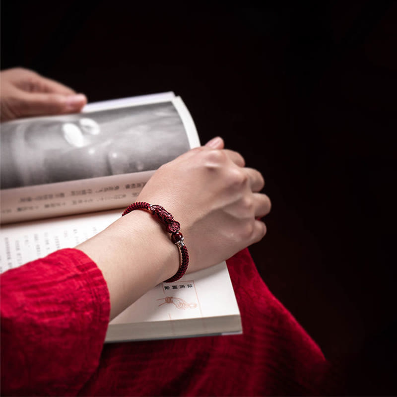 Wear FengShui Handcrafted PiXiu Cinnabar Wealth Luck Braided Bracelet