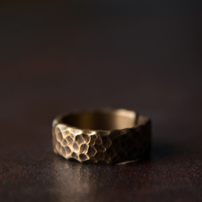 Wear FengShui Tibetan Bump Texture Design Copper Brass Luck Ring