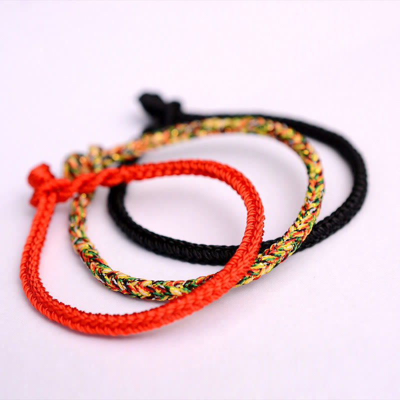 Wear FengShui Tibetan Handmade Eight Thread Peace Knot Protection Braided String Bracelet