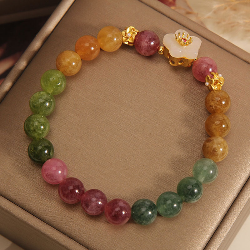 Wear FengShui Colorful Tourmaline Jade Flowers Love Bracelet