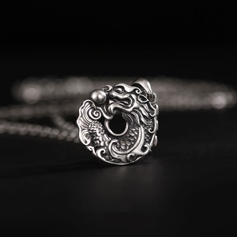 Wear FengShui Koi Fish Dragon Peace Buckle Wealth Necklace Pendant