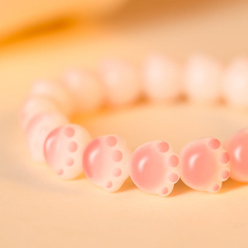 Wear FengShui Natural Bodhi Seed Lovely Paw Lucky Cat Paw Peace Bracelet