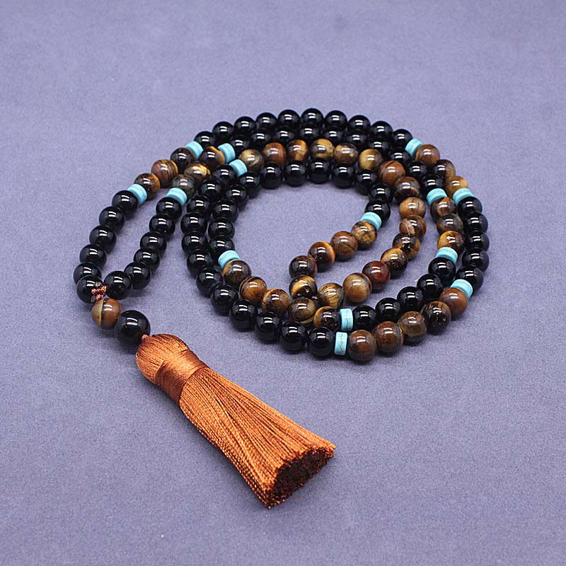 Wear FengShui Tibetan Black Onyx Peaceful Mala Set