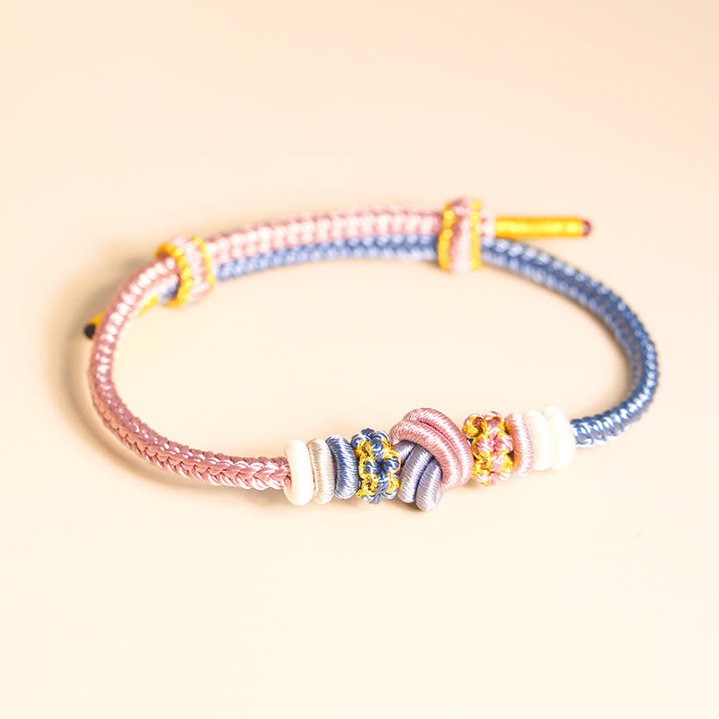 Wear FengShui Two-Color Rope Handcrafted Eight Thread Peace Knot Luck Connection Bracelet