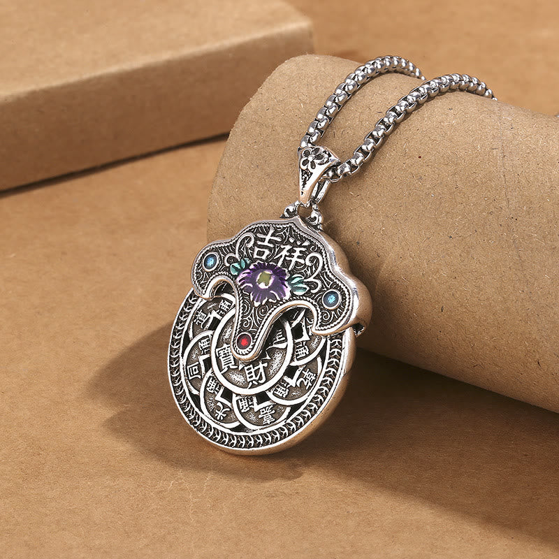 Wear FengShui Peony Flower Copper Coins Wealth Necklace Pendant