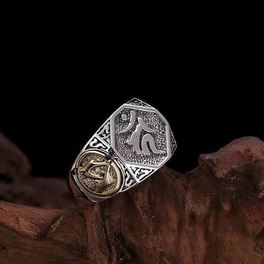 Wear FengShui 925 Sterling Silver Sanskrit Design Carved Protection Adjustable Ring