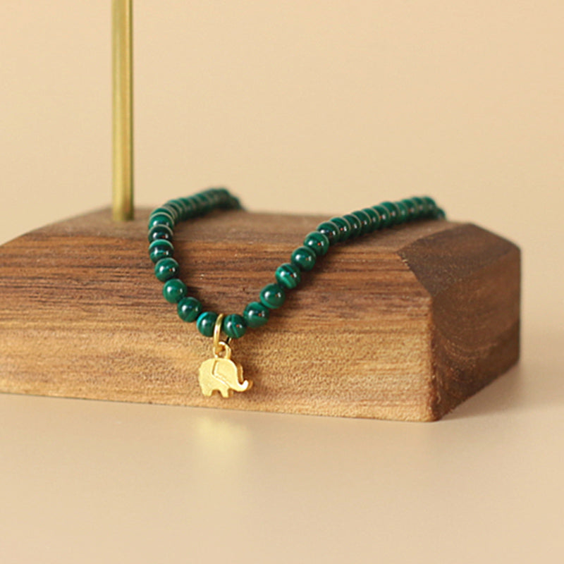 Wear FengShui Natural Malachite Elephant Anti-Anxiety Charm Bracelet