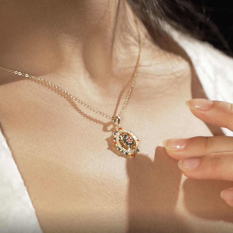 Wear FengShui 925 Sterling Silver Lotus Flower Colorful Zircon New Beginning Necklace Pendant