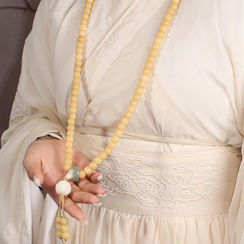 Wear FengShui Natural Bodhi Seed Lotus Dzi Bead Peace Harmony Charm Bracelet