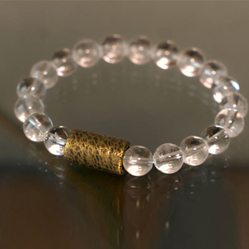 Wear FengShui White Crystal Red Hematoid Quartz Gold Rutilated Quartz Purple Phantom Protection Bracelet