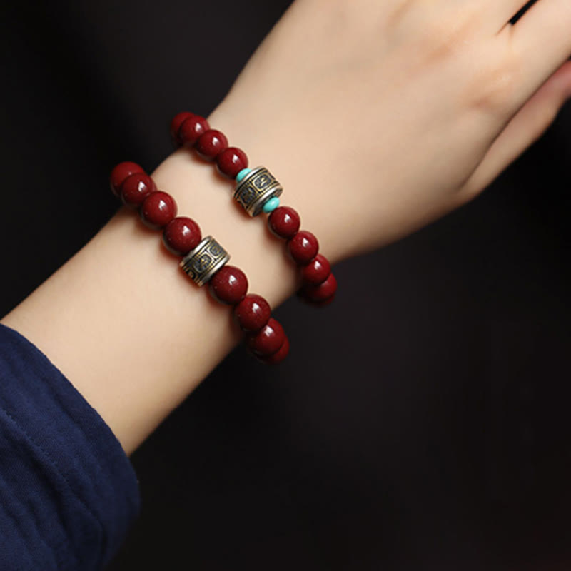 Wear FengShui 925 Sterling Silver Chinese Zodiac Natal Buddha Cinnabar Om Mani Padme Hum Calm Bracelet