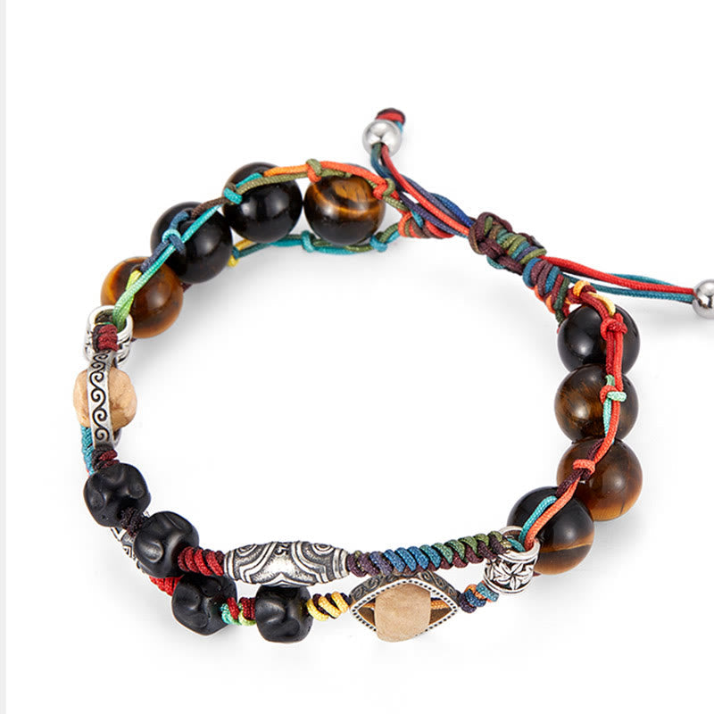 Wear FengShui 925 Sterling Silver Tiger's Eye Bodhi Seed Handmade Courage Bracelet