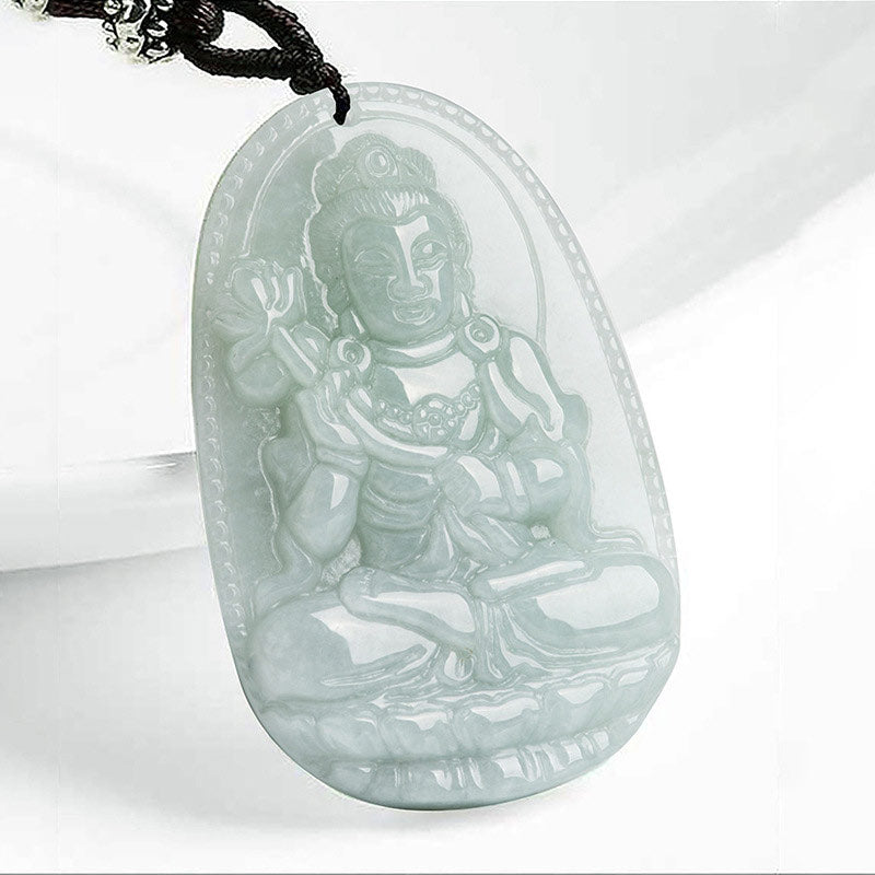 Wear FengShui Chinese Zodiac Natal Buddha Jade Wealth Prosperity Necklace Pendant
