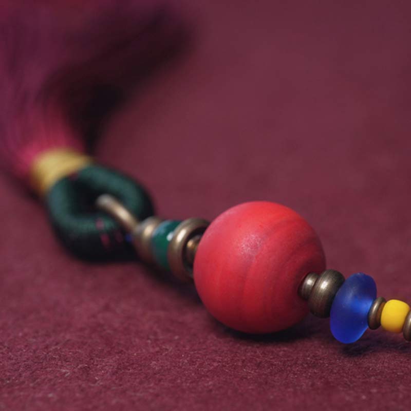 Wear FengShui 108 Mala Beads Bodhi Seed Dzi Bead Peace Tassel Bracelet