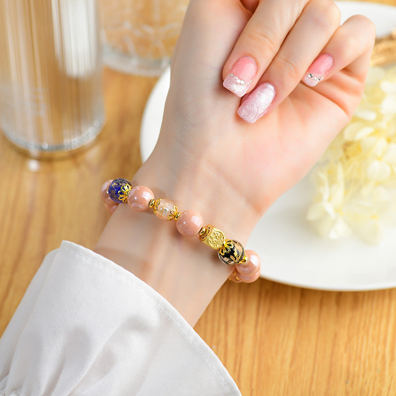 Wear FengShui Tibetan Incense Ash Liuli Glass Bead Luck Protection Nine Tailed Fox Bracelet
