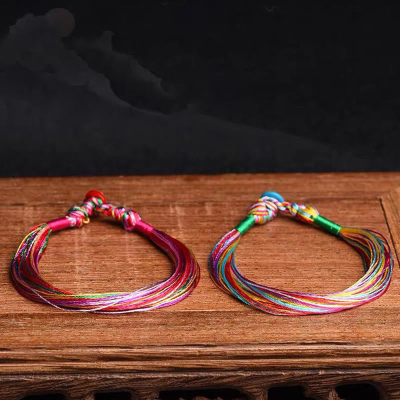 Wear FengShui Tibetan Handmade Five Colorful Thread Dragon Boat Festival Protection Adult Child String Bracelet