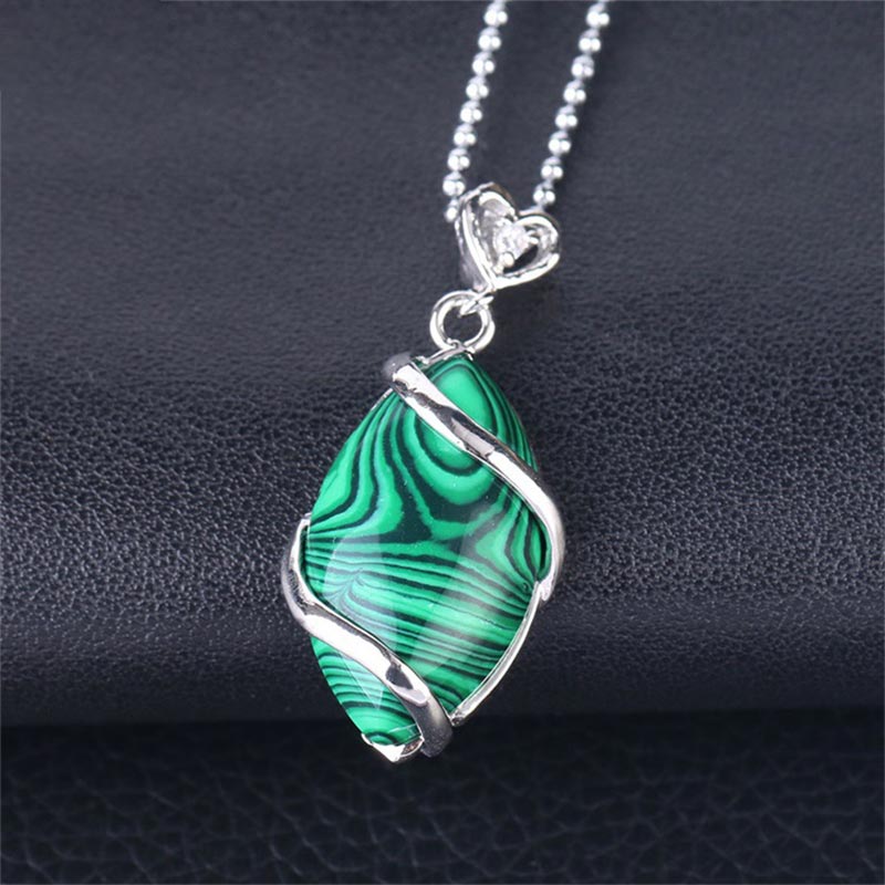 Wear FengShui Marquise Pattern Natural Crystal Stone Charm Necklace Pendant