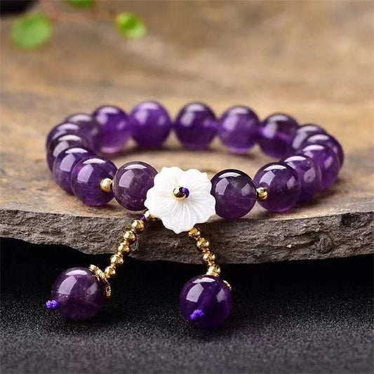 Wear FengShui Natural Amethyst Crystal Flower Spiritual Healing Bracelet