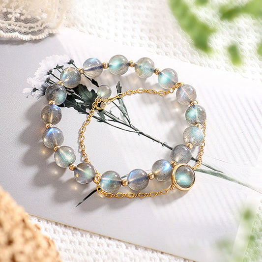 Wear FengShui 14k Gold Plated Natural Moonstone Healing Love Bracelet