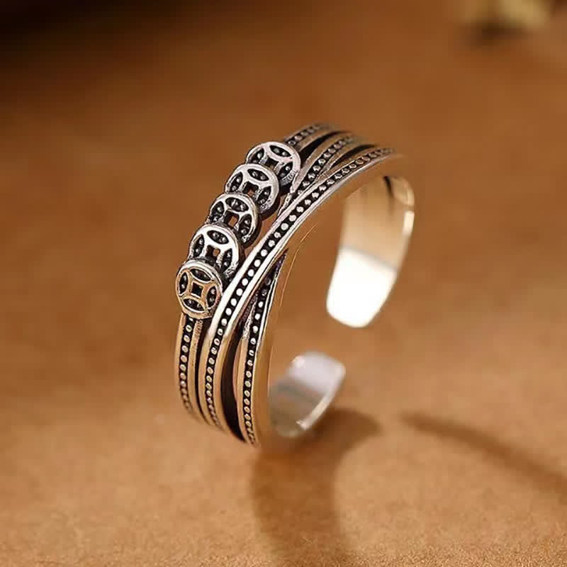Wear FengShui Copper Coin Wealth Luck Ring