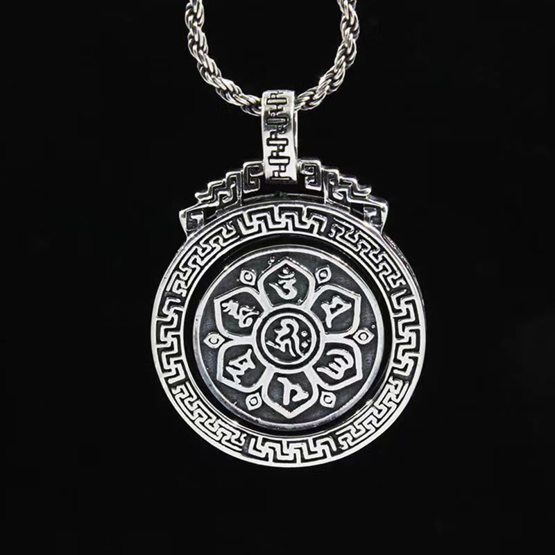 Wear FengShui Tibetan Om Mani Padme Hum Double Dorje Vajra Rotatable Purity Peace Necklace Pendant