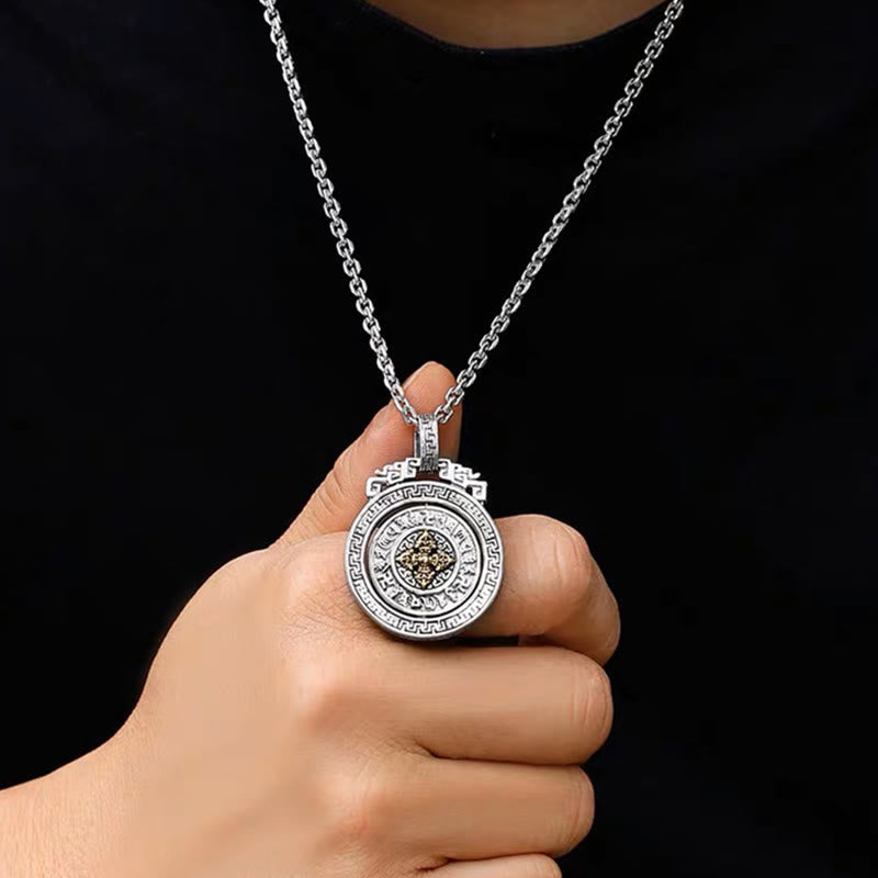Wear FengShui Tibetan Om Mani Padme Hum Double Dorje Vajra Rotatable Purity Peace Necklace Pendant