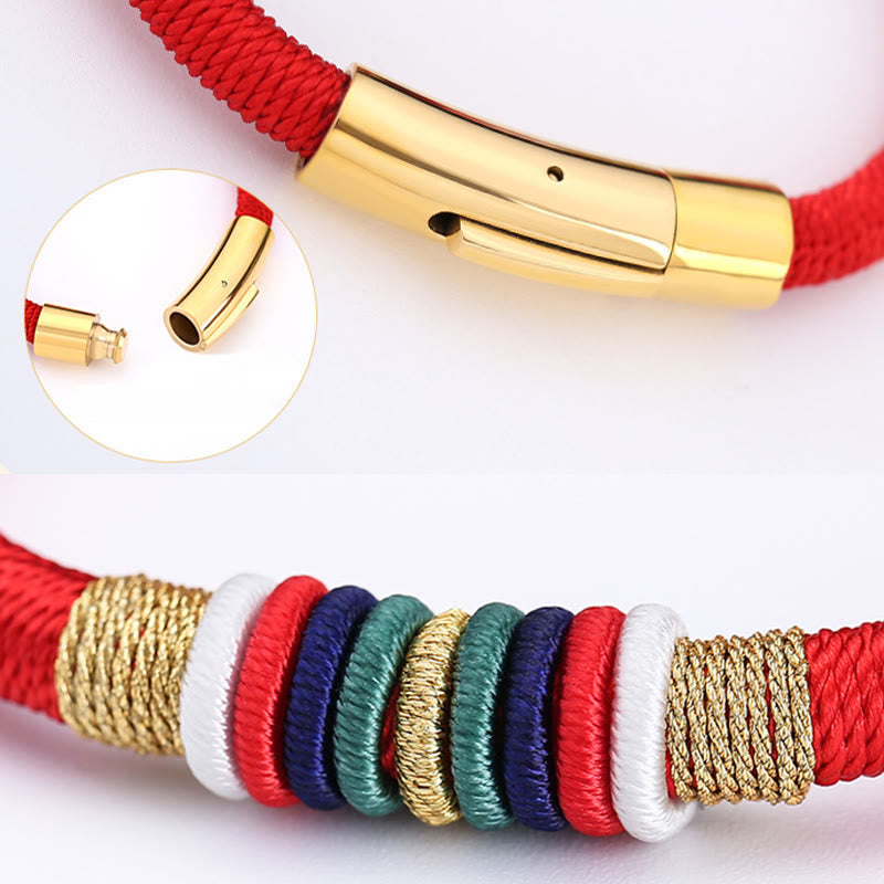 Wear FengShui Tibetan Handmade Colorful King Kong Knot Five Elements Luck Braid String Bracelet