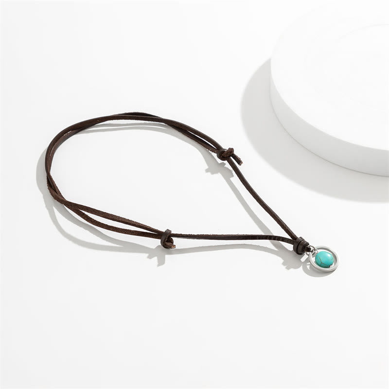 Wear FengShui Round Turquoise Stone Protection Strength Necklace Pendant