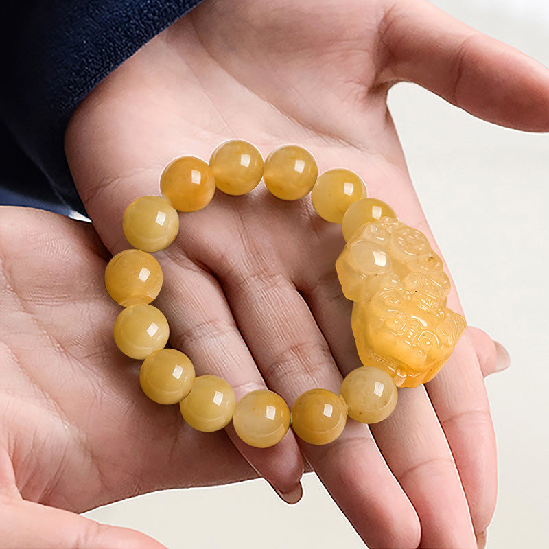 Natural Xinjiang Golden Silk Jade Pi Xiu Bracelet