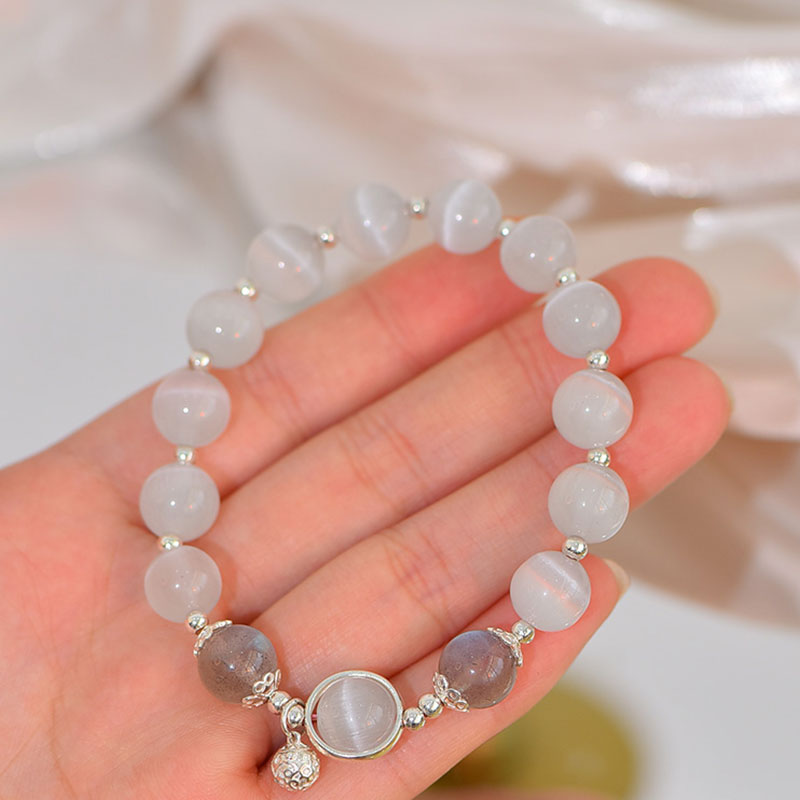 Wear FengShui 925 Sterling Silver Cat Eye Moonstone Love Support Bracelet