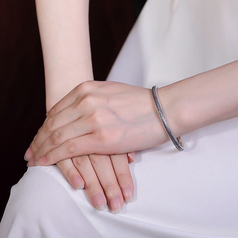 Wear FengShui Vintage 999 Sterling Silver Auspicious Clouds Design Luck Bracelet Bangle