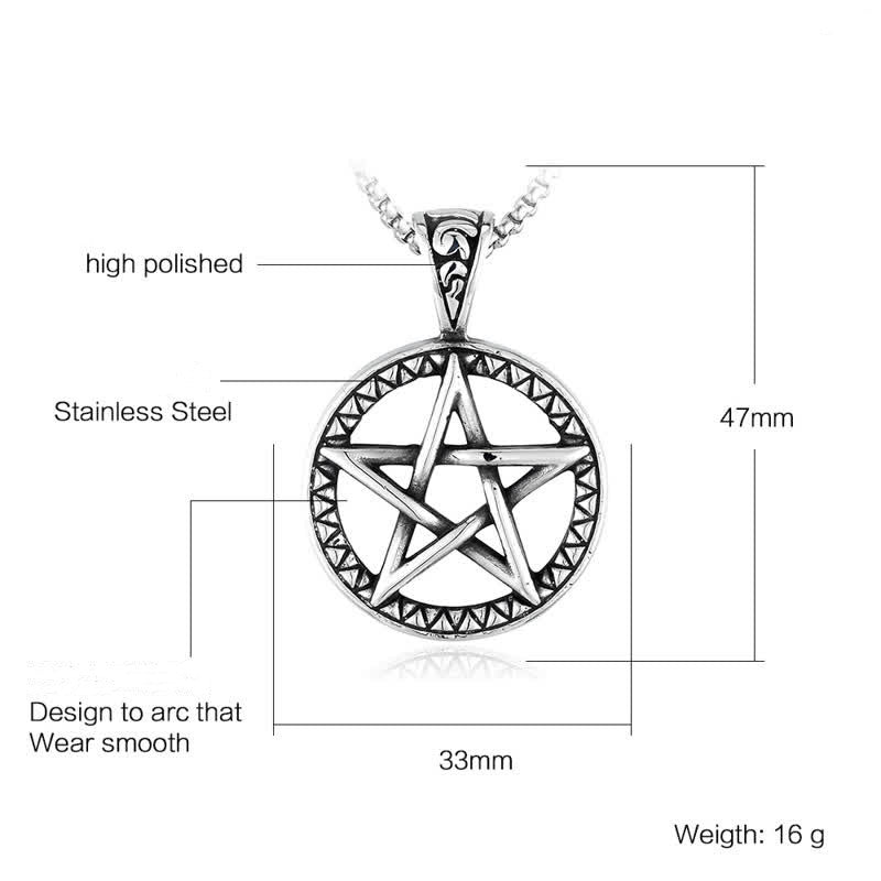 Wear FengShui Pentagram Titanium Steel Balance Necklace Pendant