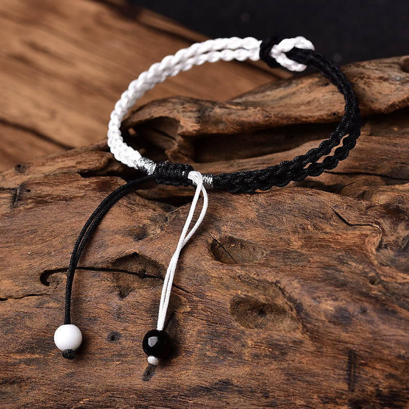 Wear FengShui Handmade Black White Rope Braided Healing Bracelet