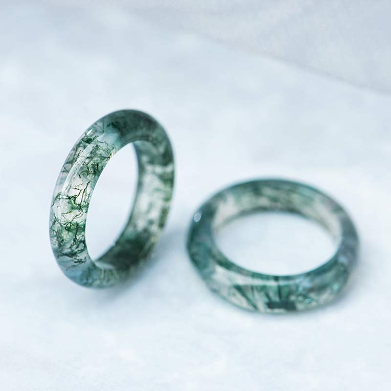 Wear FengShui Moss Agate Healing Balance Ring