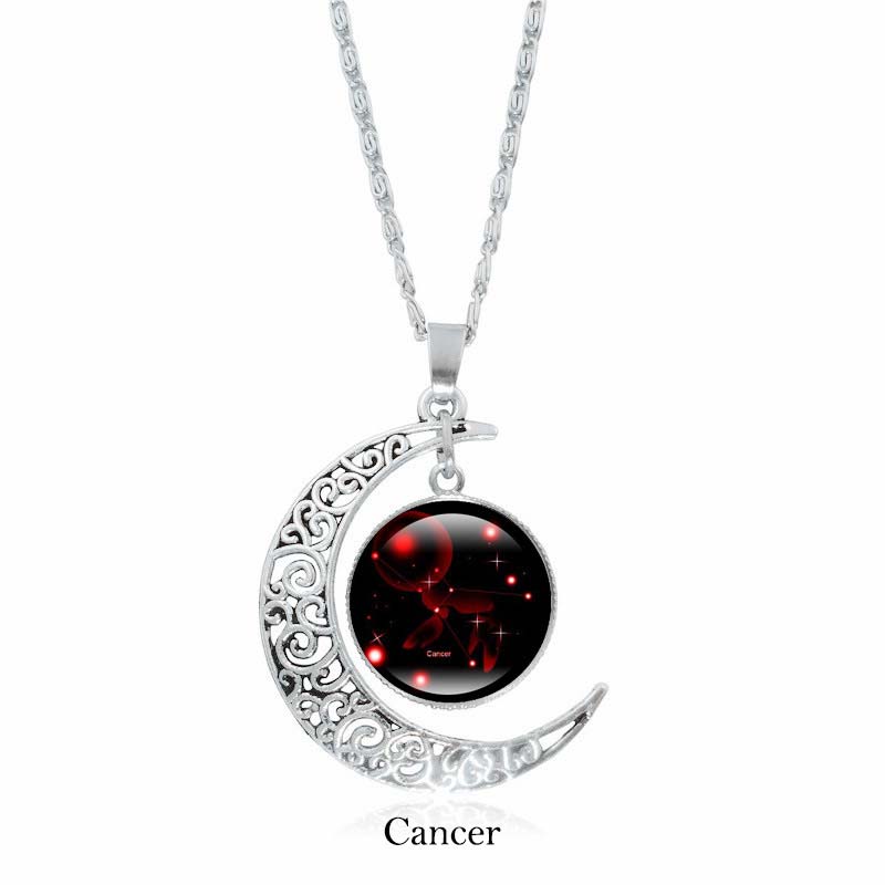 Wear FengShui 12 Constellations of the Zodiac Moon Protection Necklace Chain Pendant