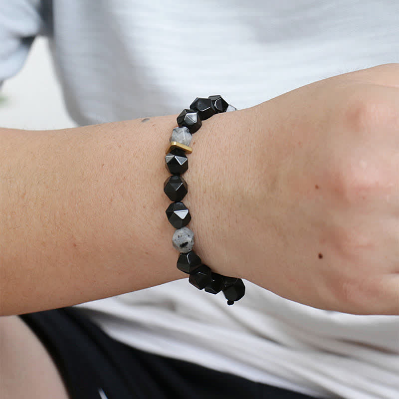 Wear FengShui Black Obsidian Black Glitter Stone Purification Bracelet