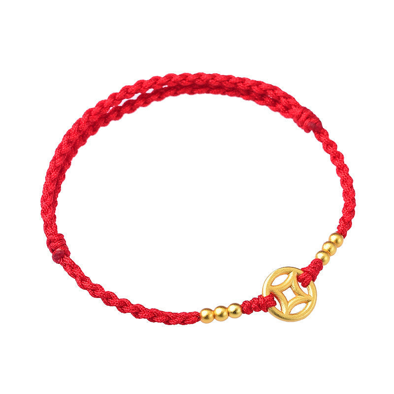 Wear FengShui Copper Coin Strength Braided String Bracelet Anklet