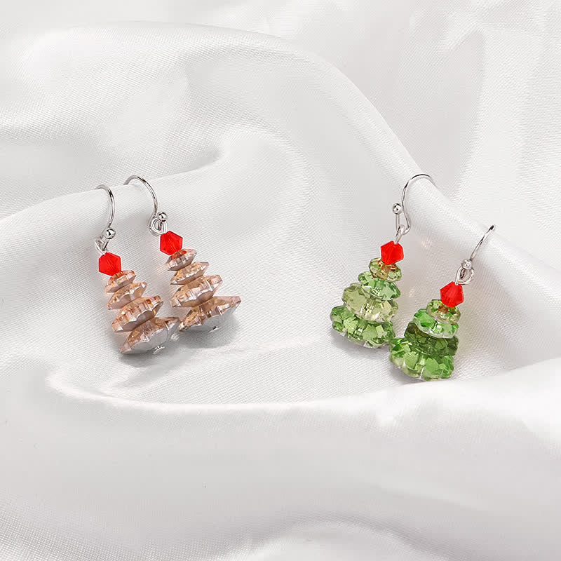 Wear FengShui Various Crystals Christmas Tree Amethyst Peace Healing Drop Earrings