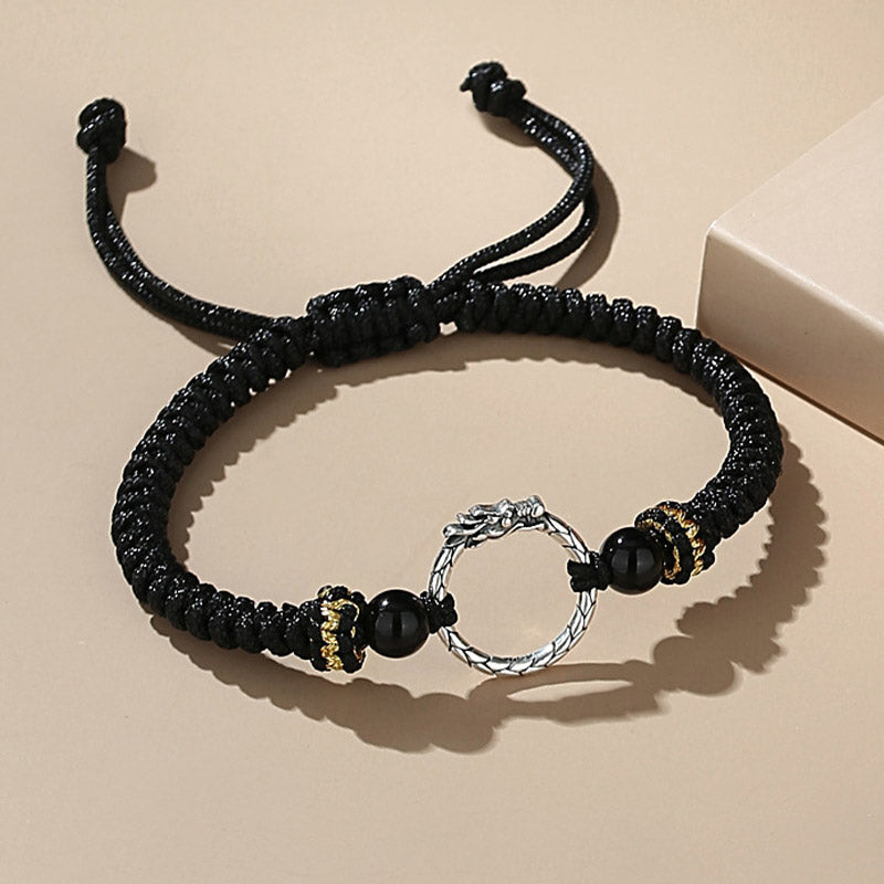 Wear FengShui Handmade 925 Sterling Silver Year of the Dragon Phoenix Peace Buckle Luck Couple Bracelet