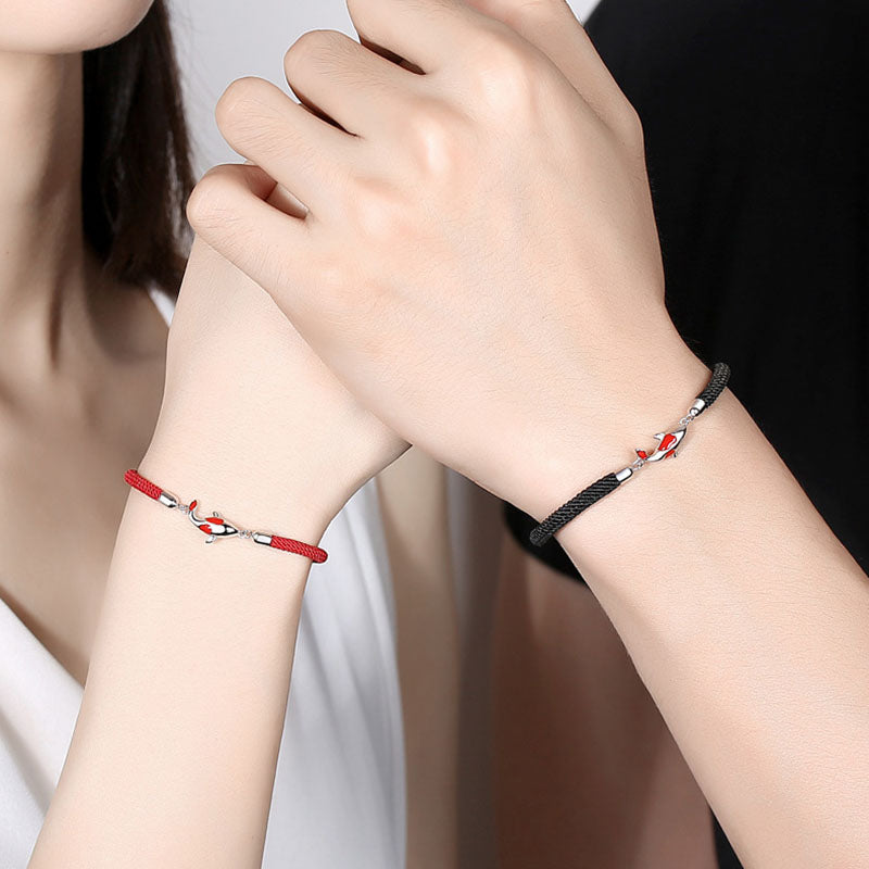 Wear FengShui Koi Fish Luck Wealth Braided Chain Couple Bracelet