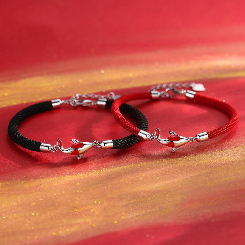 Wear FengShui Koi Fish Luck Wealth Braided Chain Couple Bracelet