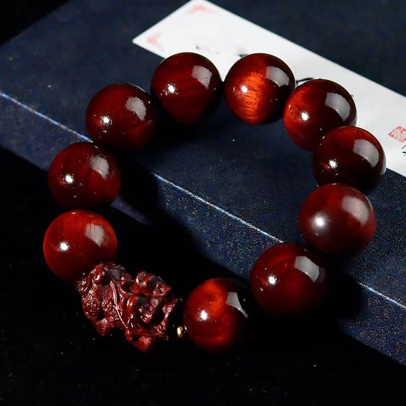 Wear FengShui Small Leaf Red Sandalwood PiXiu Protection Bracelet
