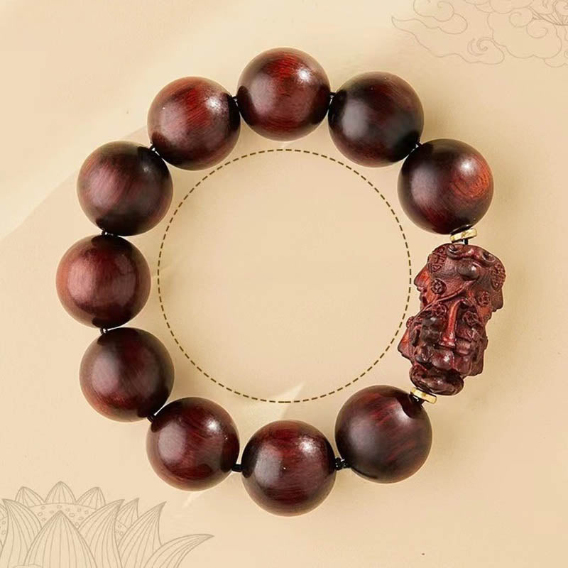 Wear FengShui Small Leaf Red Sandalwood PiXiu Protection Bracelet