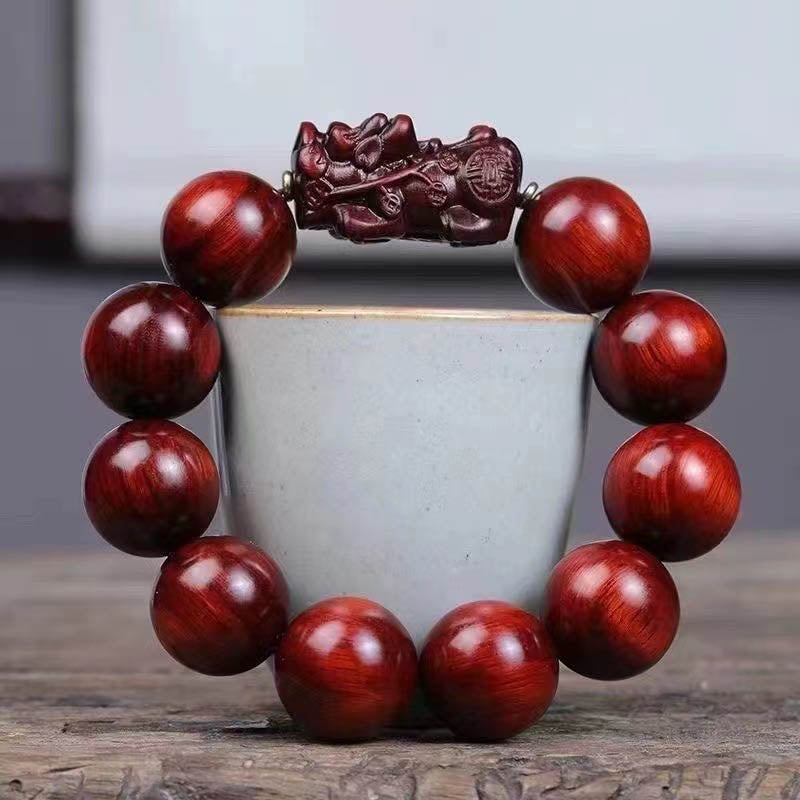 Wear FengShui Small Leaf Red Sandalwood PiXiu Protection Bracelet