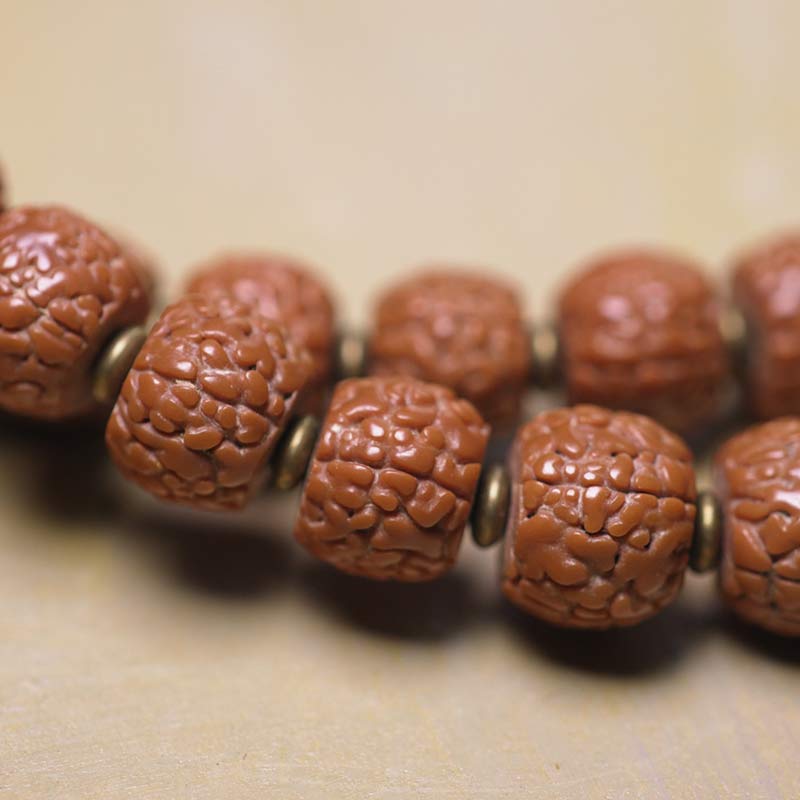 Wear FengShui 108 Mala Rudraksha Beads Bodhi Seed Dzi Bead Luck Auspiciousness Tassel Bracelet