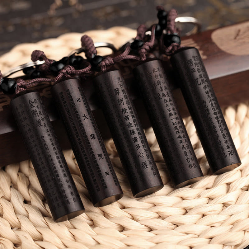 Wear FengShui Tibet Ebony Heart Sutra Peace Key Chain